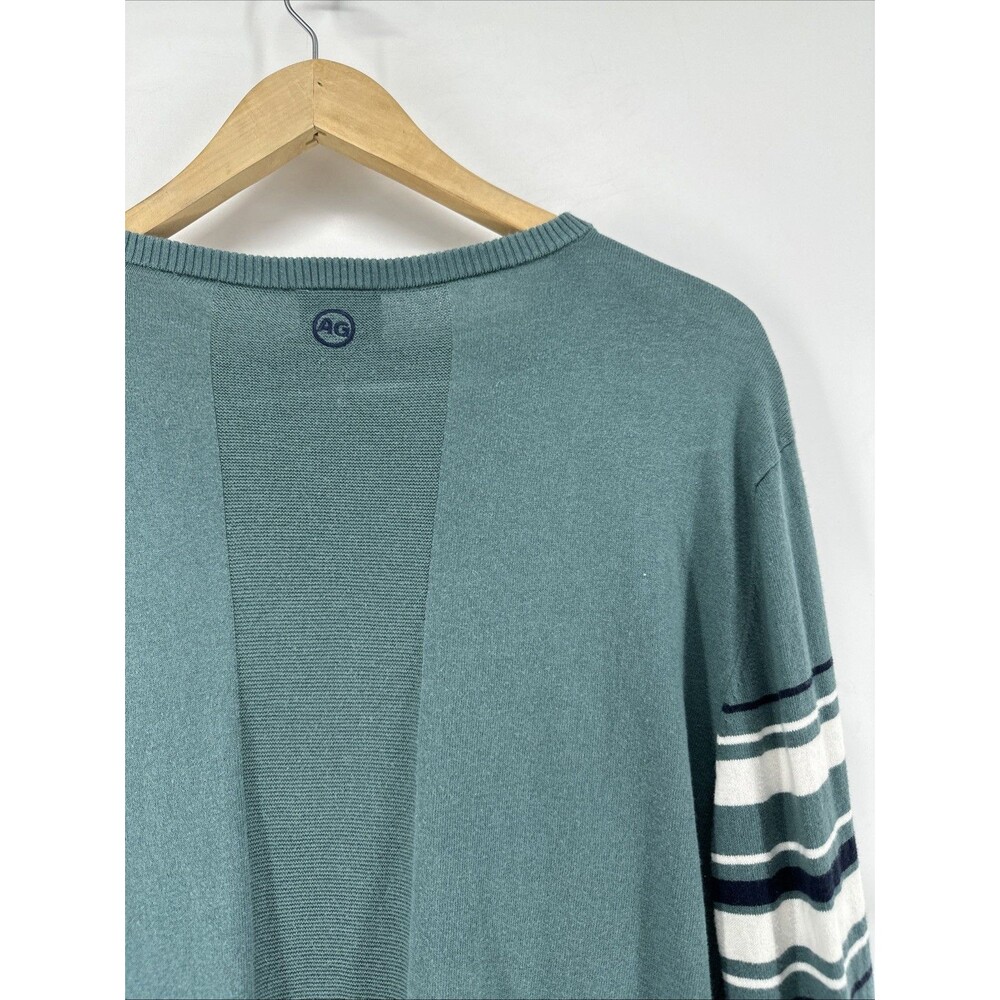 AG Green Label Men’s V-Neck Cotton Cashmere Striped Sweater Sz XXL - Picture 8 of 10